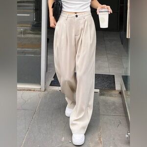 Chic Beige Wide-Leg Trousers size 24